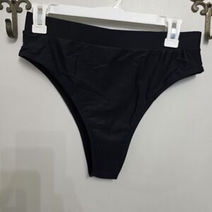 Women's High Waisted High Cut Black Bikini Bottoms Size M